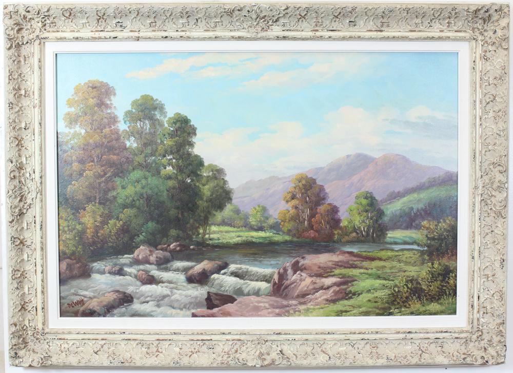 Appraisal: ROBERT M DeWITT California Ohio - oil on canvas river