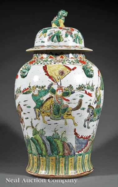 Appraisal: A Monumental Chinese Famille Verte Porcelain Jar baluster body with