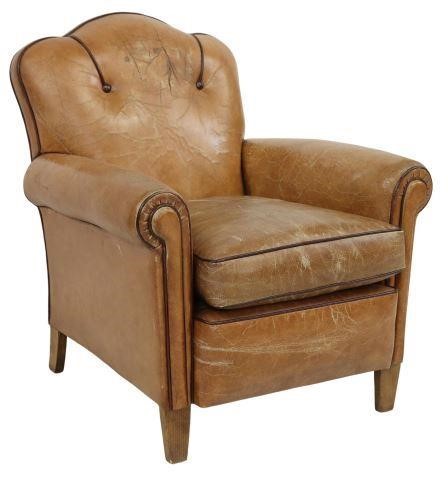 Appraisal: French Art Deco leather club chair early th c brown