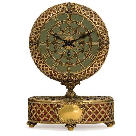 Appraisal: E F Caldwell Co Gilt-Bronze and Enameled Mantel Clock Estimate