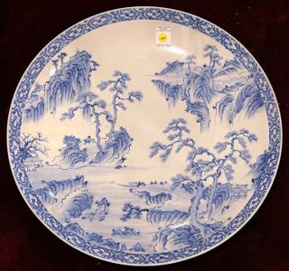 Appraisal: Japanese Blue Japanese blue-and-white charger interior decorated with pine trees