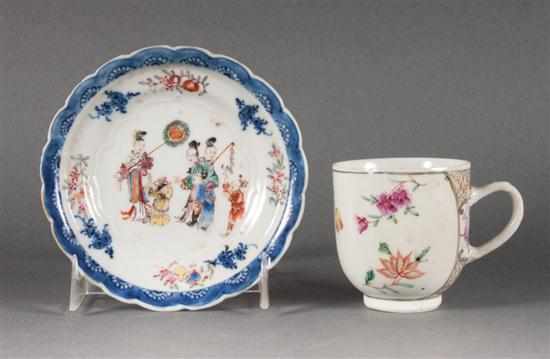 Appraisal: Chinese Export Famille Rose porcelain teacup and Mandarin porcelain saucer