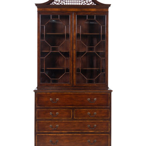 Appraisal: A George III Style Mahogany Secretary Bookcase th Century Height