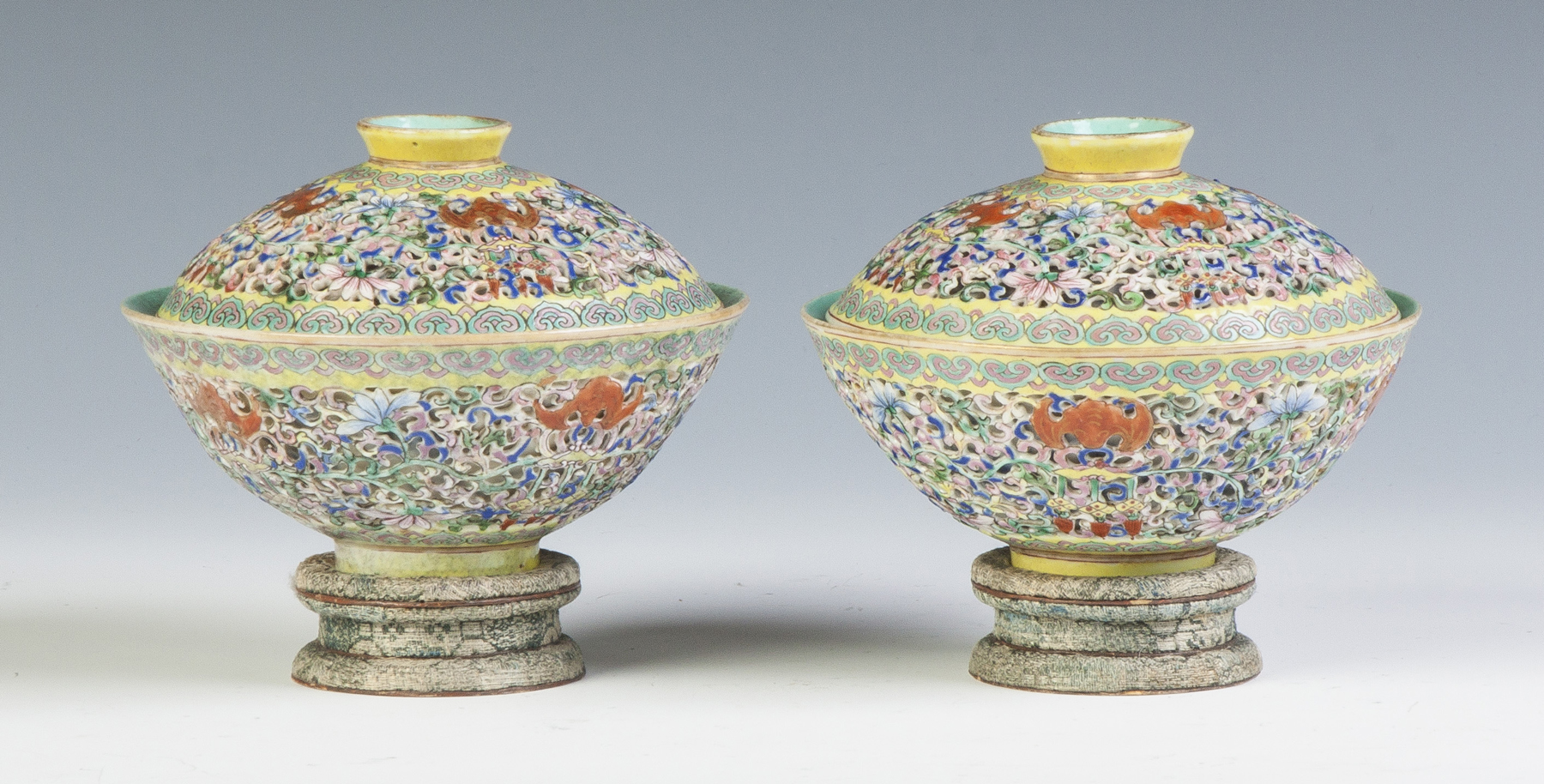 Appraisal: Chinese Porcelain Covered Double-walled Cups First half of the th