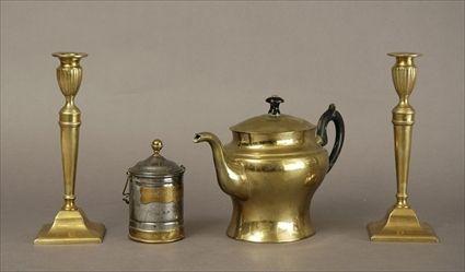 Appraisal: Four Brass and Pewter Articles Inlcuding a pair of English