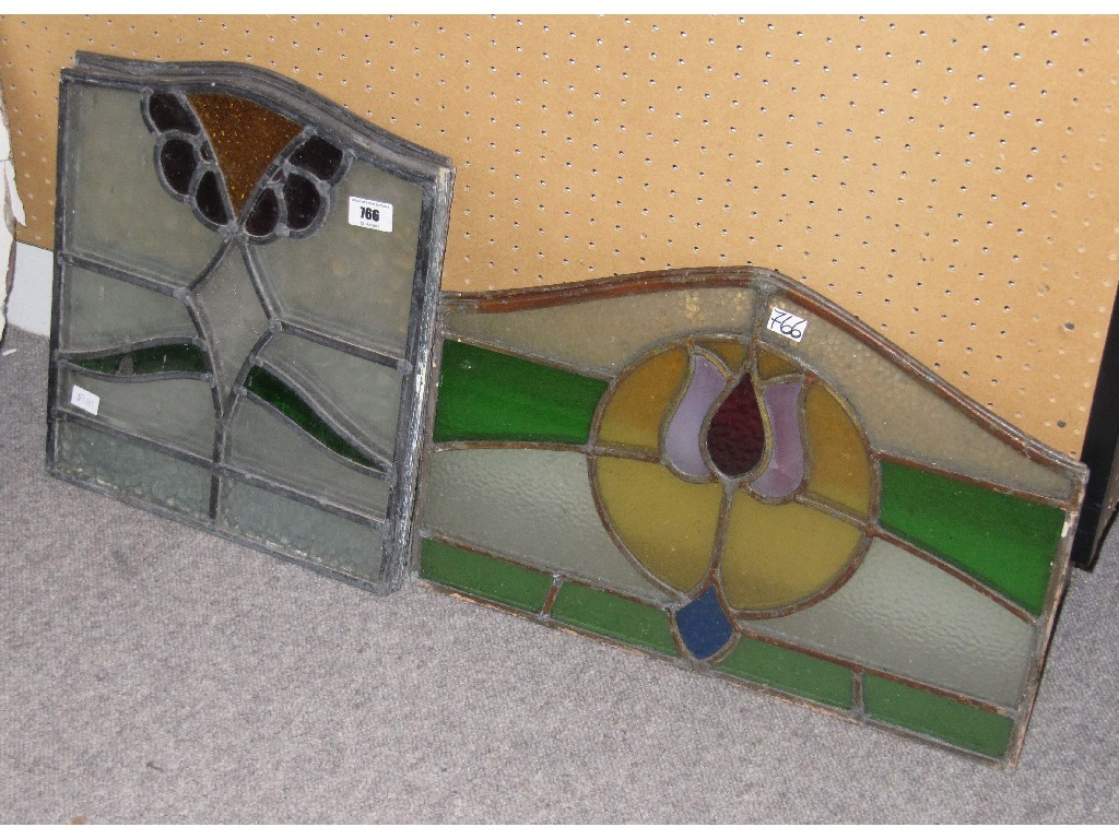 Appraisal: Lot comprising six panels of leaded stained glass