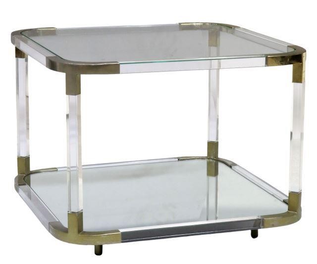 Appraisal: Modernist side table c s gilt steel and acrylic frame