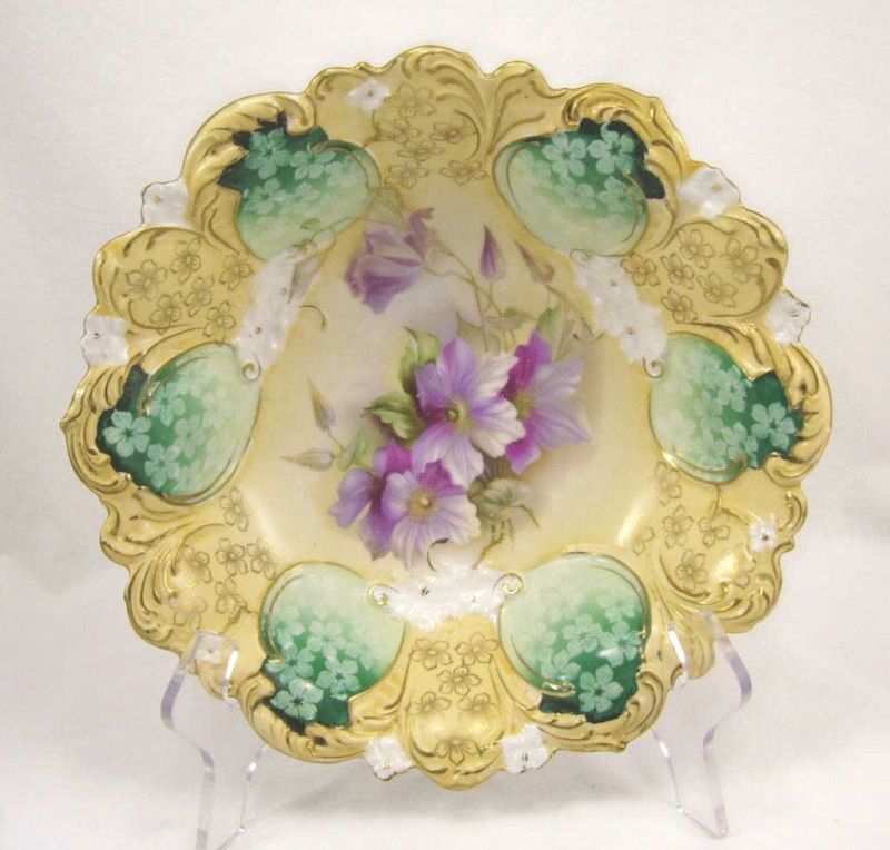 Appraisal: Porcelain Floral Bowl Porcelain floral decorated bowl with green and