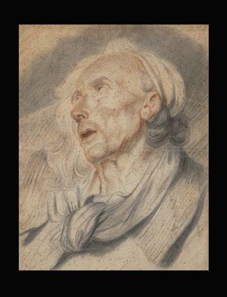 Appraisal: ATTRIBUTED TO JEAN BAPTISTE GREUZE - FIGURAL STUDY Chalk on