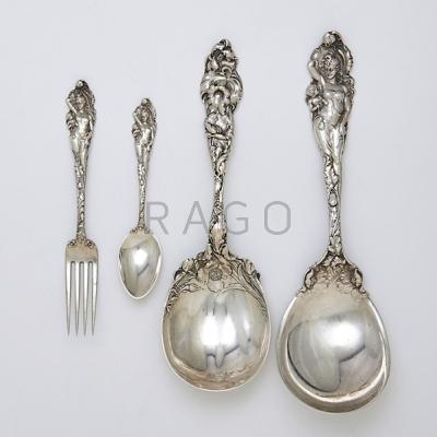 Appraisal: REED BARTON SILVER FLATWARE Fourteen pieces Love Disarmed pattern forks