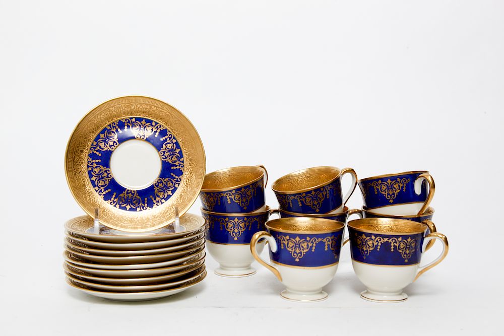 Appraisal: Ovingtons Porcelain Demitasse Cobalt and Gilt Ovington porcelain demitasse espresso