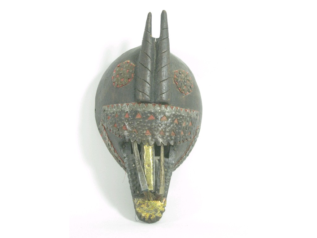 Appraisal: A carved African Face Mask with metal mounts