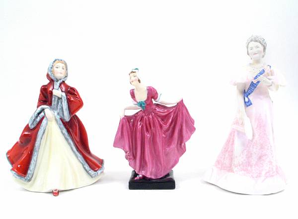 Appraisal: Two Royal Derby figures together with three Royal Worcester figures