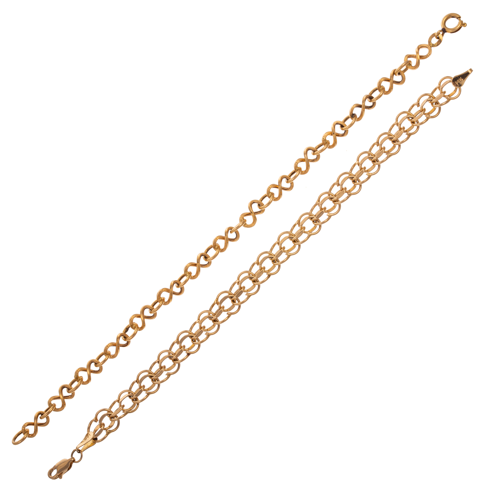 Appraisal: TWO CHAIN LINK BRACELETS IN K K K yellow gold