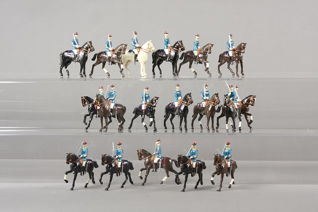 Appraisal: Lot of metal mounted figures representing French Hussars gloss finish