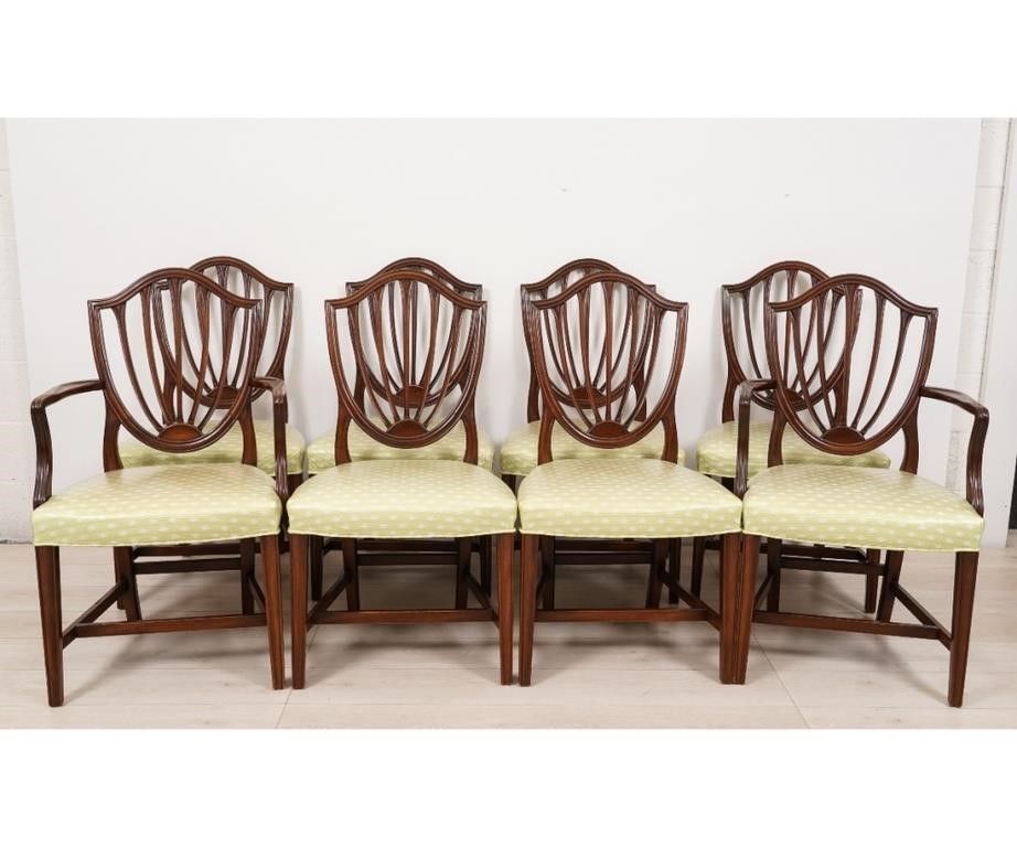 Appraisal: Set of eight Hepplewhite style dining room chairs two with