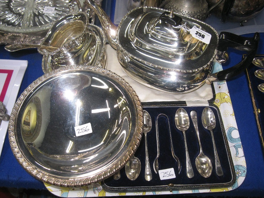 Appraisal: Tray lot of EP - tea service tazza spoon set