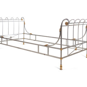 Appraisal: A French Steel and Brass Bed in the Style of