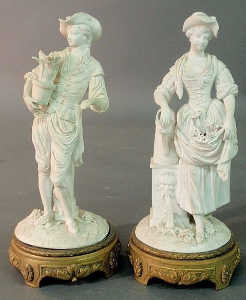 Appraisal: Pair of French Parian ware figures th c of gardeners