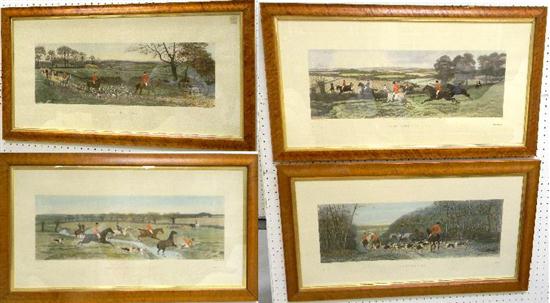 Appraisal: Four fox hunting prints painted by E A S Douglas