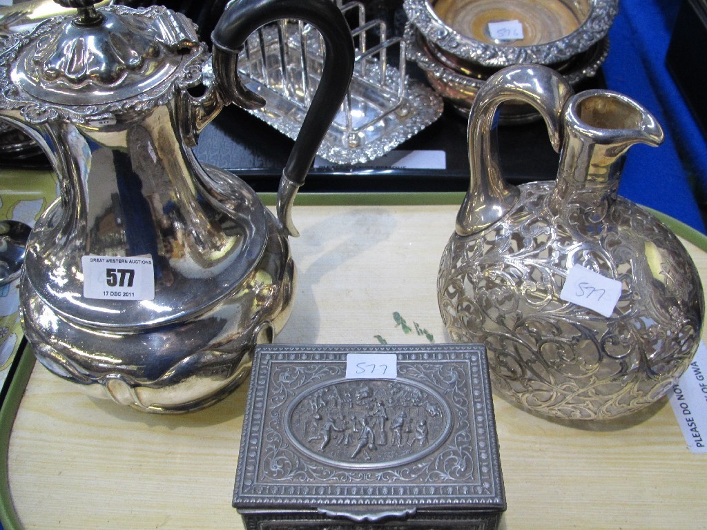 Appraisal: Tray lot of EP - claret jug decanter and white