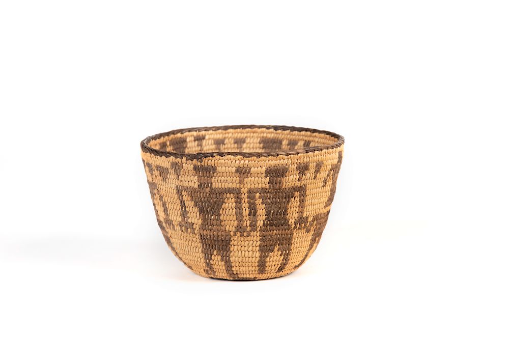 Appraisal: Pima Basket with Figural Motif Pima Basket with Figural Motif