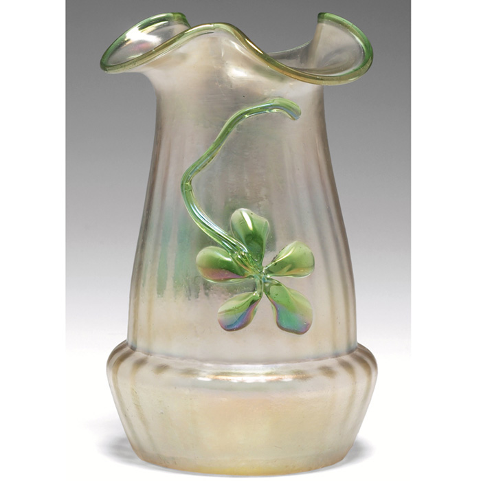 Appraisal: Loetz vase nice shape with applied glass and a ruffled