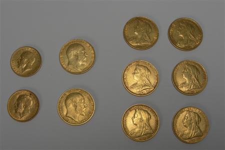 Appraisal: GB Sovereigns Perth VH Melbourne x Melbourne Melbourne half sovereigns