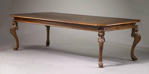 Appraisal: A Continental Baroque style mixed wood dining table The rectangular