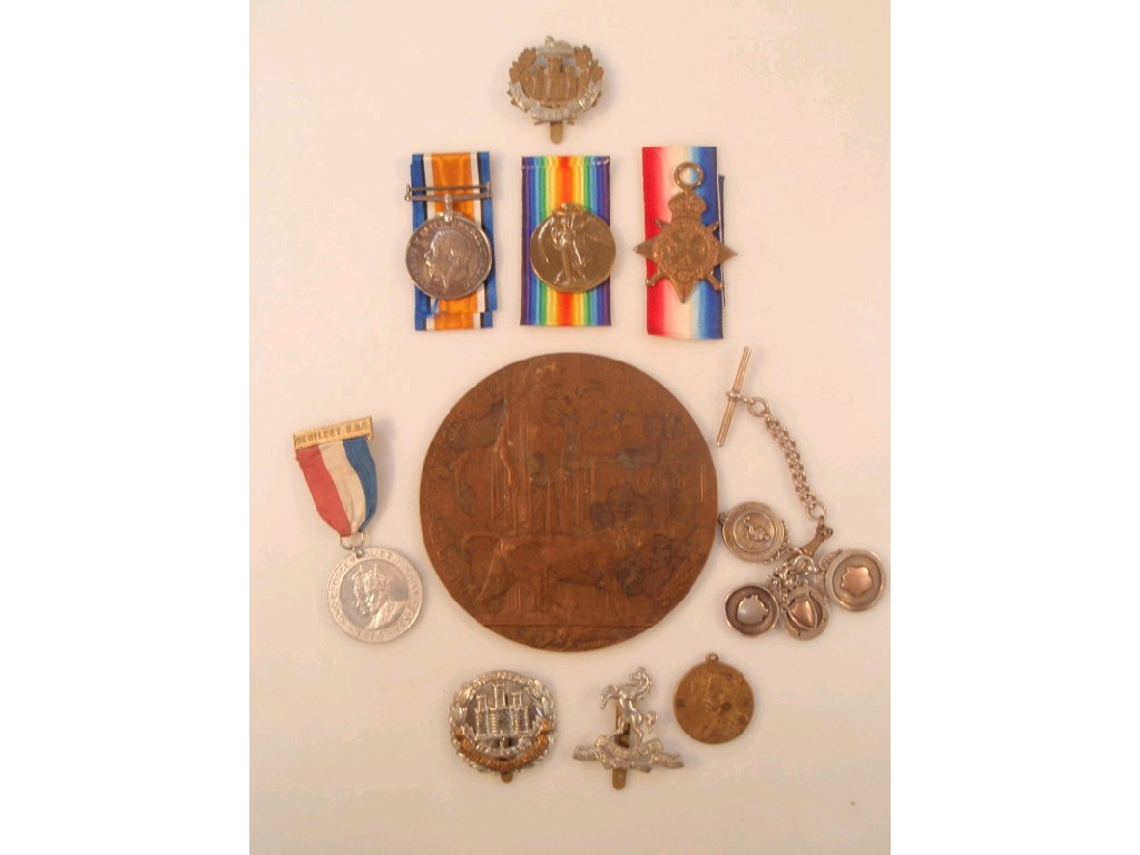 Appraisal: WWI Medal group for Pte J Wright Northamptonshire Regt Star