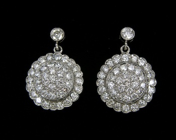 Appraisal: A Pair of Ladies' Platinum and Diamond Earrings Mounted in