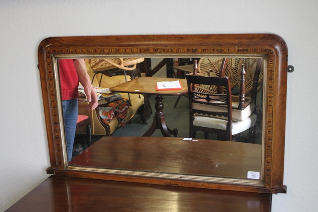 Appraisal: A VICTORIAN WALNUT AND INLAID OVERMANTEL MIRROR cm