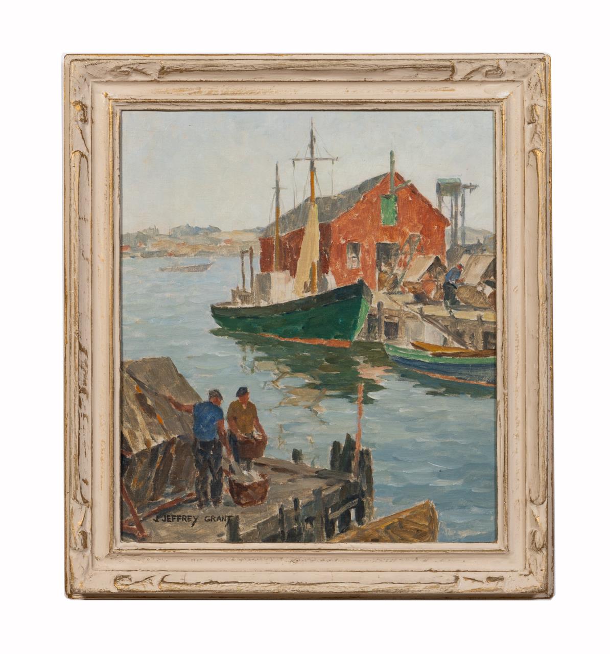 Appraisal: JAMES JEFFERY GRANT DOCK SCENE FRAMED O C James Jeffrey