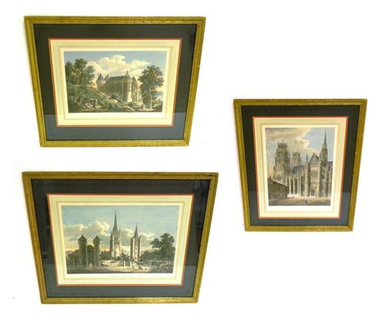 Appraisal: Three engraved views various French artists and printers matted and