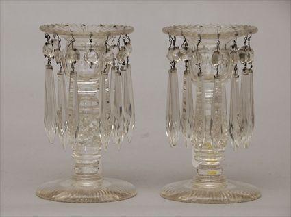 Appraisal: Pair of Regency-Style Glass Candlesticks