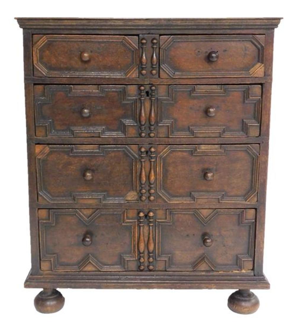 Appraisal: th C English William Mary chest of drawers oak and