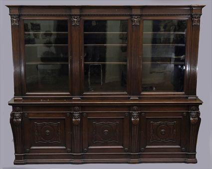 Appraisal: George II-Style Mahogany Bookcase Cabinet ft in x ft in