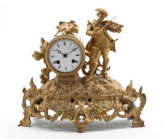 Appraisal: A Louis XV Style Gilt Metal Mantel Clock cast as