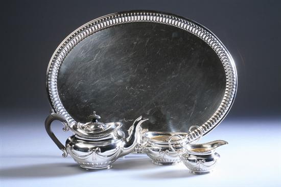 Appraisal: THREE-PIECE EDWARD VII SILVER DIMINUTIVE COFFEE SET GW Sheffield -