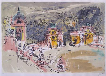 Appraisal: JOHN PIPER C H BRITISH - HARLAXTON HALL Colour silkscreen