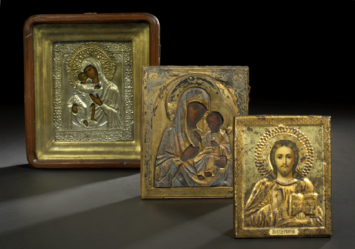 Appraisal: Russian Polychromed Wooden Ikon of The Tikhvin Virgin third quarter