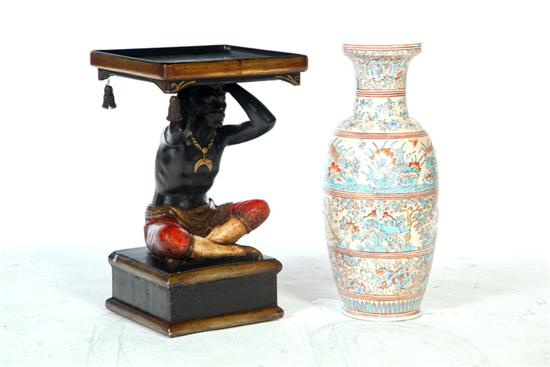 Appraisal: BLACKAMOOR STAND WITH VASE Asian th century Painted carved wood