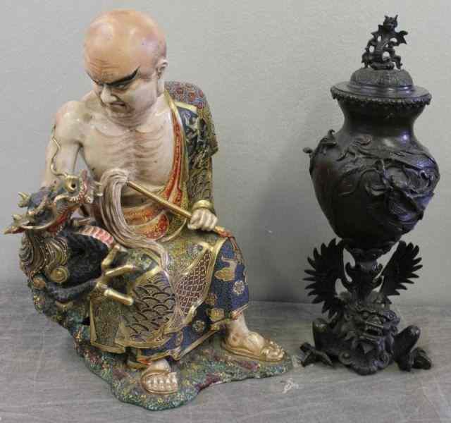 Appraisal: Asian Lot Includes a Satsuma man with a dragon and