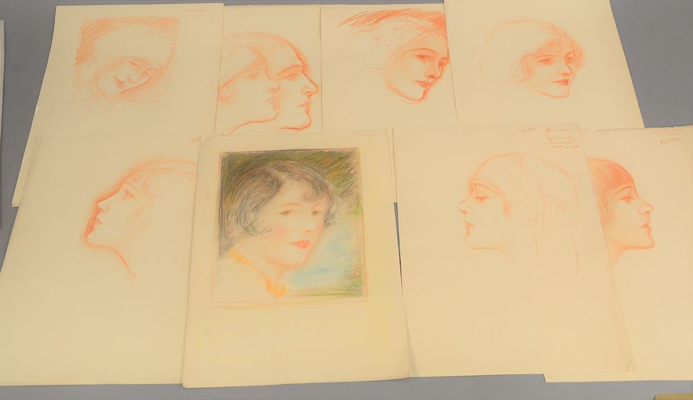 Appraisal: Charles Sheldon - group of eight colored pencil Illustration sketches