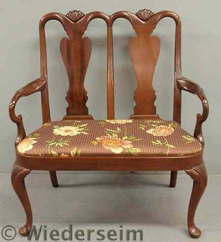 Appraisal: Mahogany Queen Anne style settee by Baker Colonial Williamsburg Collection