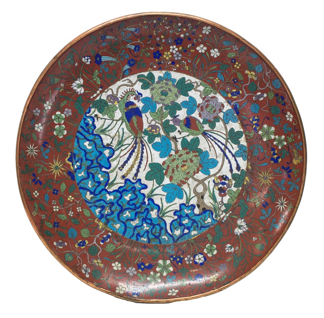 Appraisal: A very large Chinese cloisonn charger late th century worked