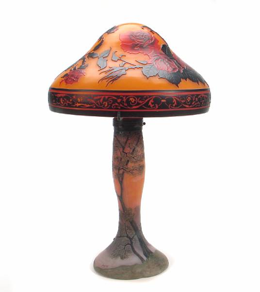 Appraisal: A Legras cameo glass table lamp base and a reproduction