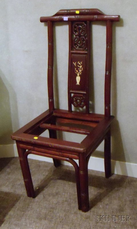 Appraisal: Chinese Export Inlaid Carved Hardwood Side Chair