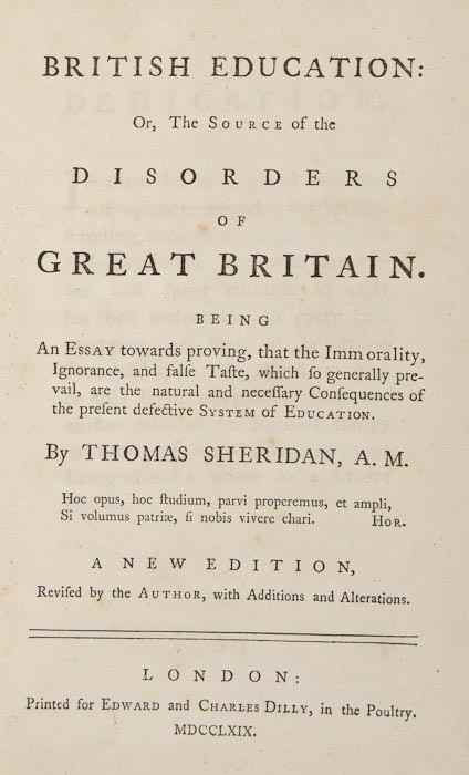 Appraisal: Sheridan Thomas British Education Or the Source of the Disorders