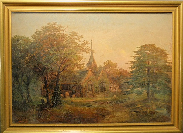 Appraisal: - American Pennsylvania mid th c oil on canvas landscape